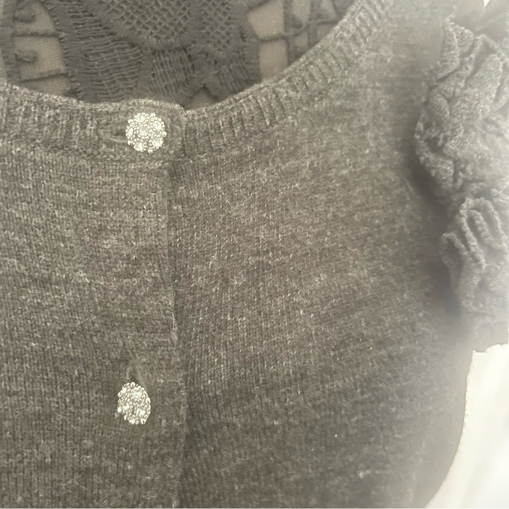 NEW YORK & COMPANY Gray Flower Cardigan • size XL • 100% Acrylic - Picture 3 of 6